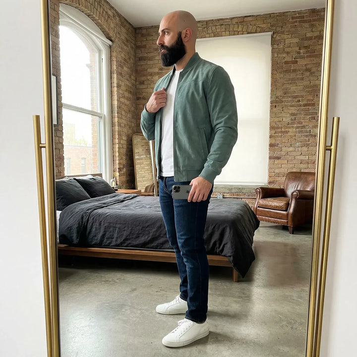 Riviera — Men’s Suede Bomber Jacket