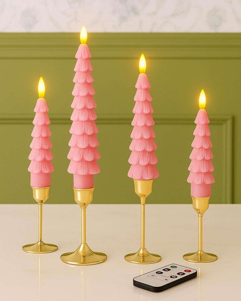 Bougies sapin fausse flamme - lot de 4