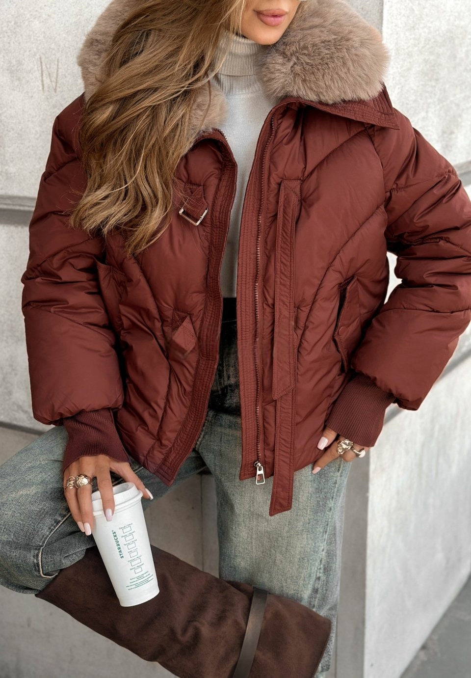 Veste matelassée en fausse fourrure