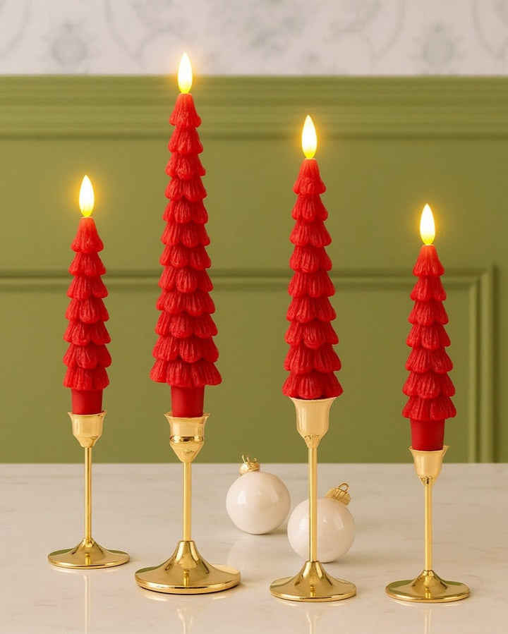 Bougies sapin fausse flamme - lot de 4