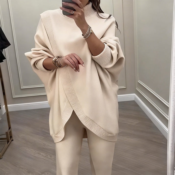 Ensemble confortable pull asymétrique + pantalon large
