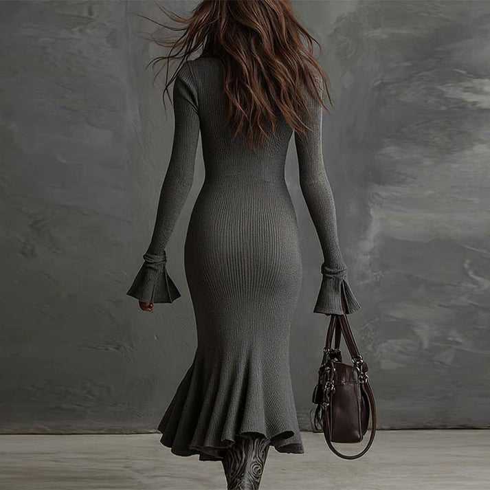 Élégante robe en maille avec fermeture éclair