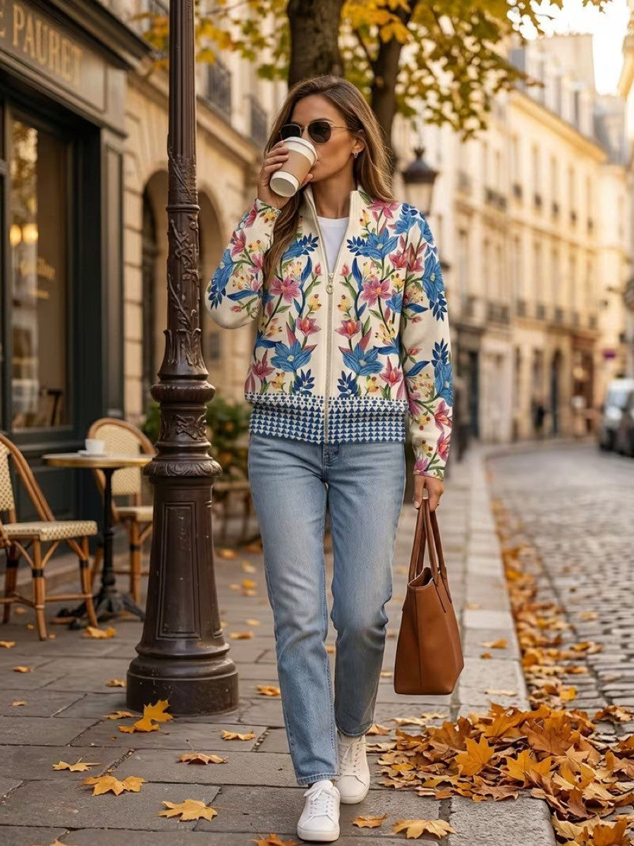 Renata™ | Floral Zip Cardigan Botanical Garden