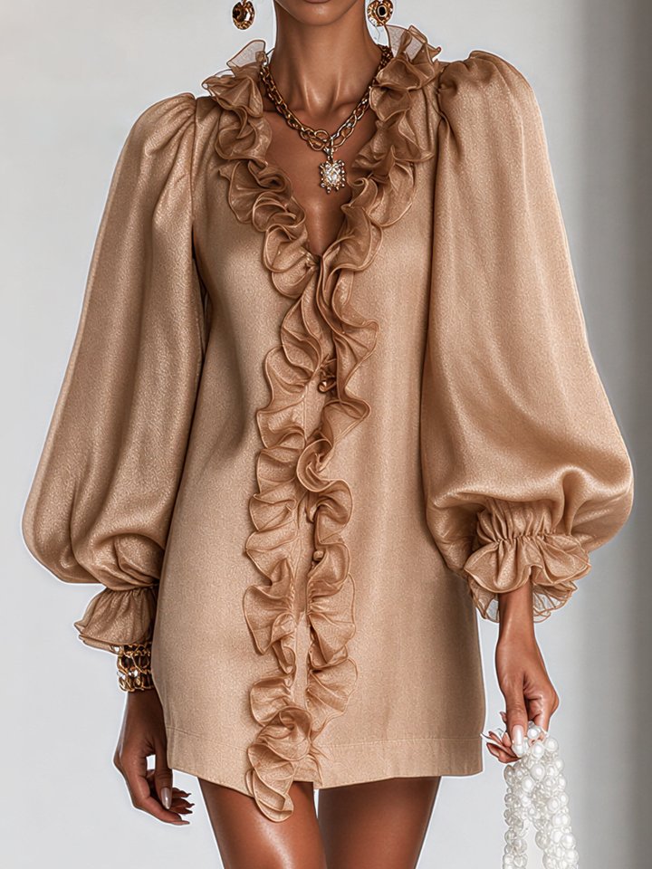 Guinevere | Vestido recto con mangas abullonadas