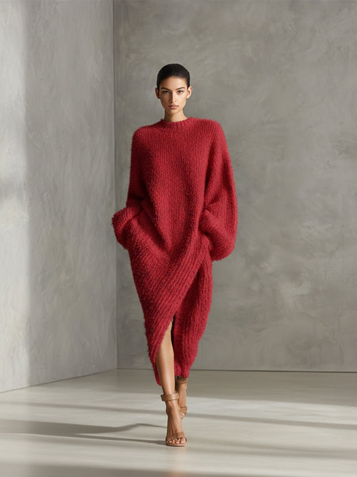 Robe fendue en tricot