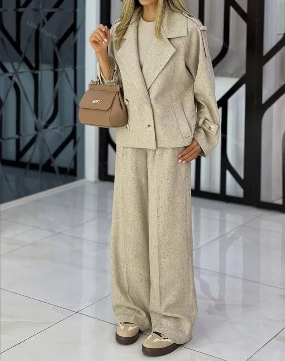 Ensemble veste et pantalon à revers tendance