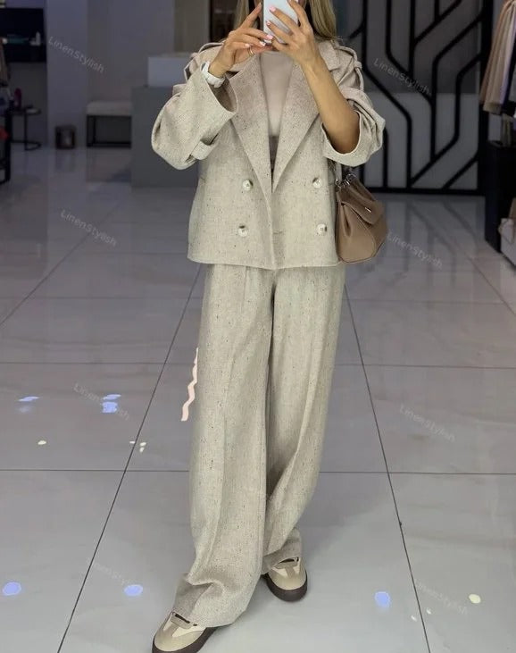 Ensemble veste et pantalon à revers tendance