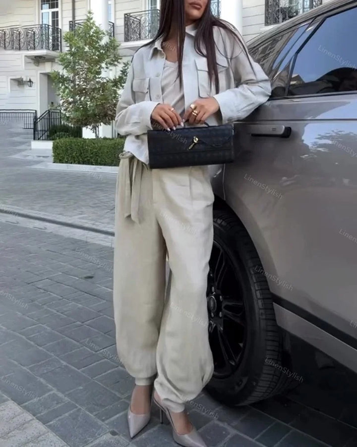 Ensemble élégant deux pièces veste et pantalon cargo