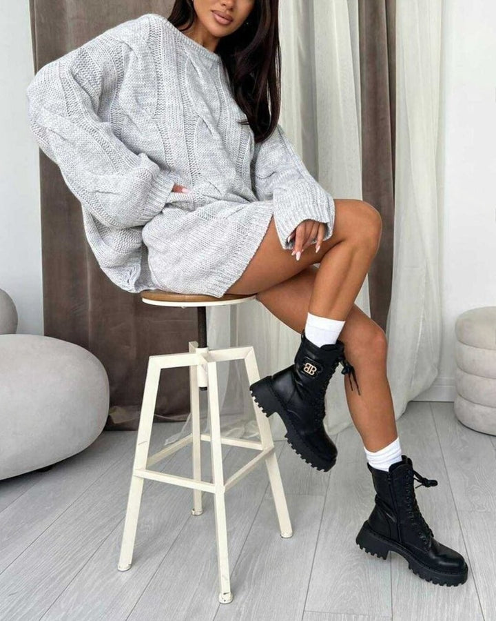 Ensemble deux pièces pull et jupe en tricot tendance