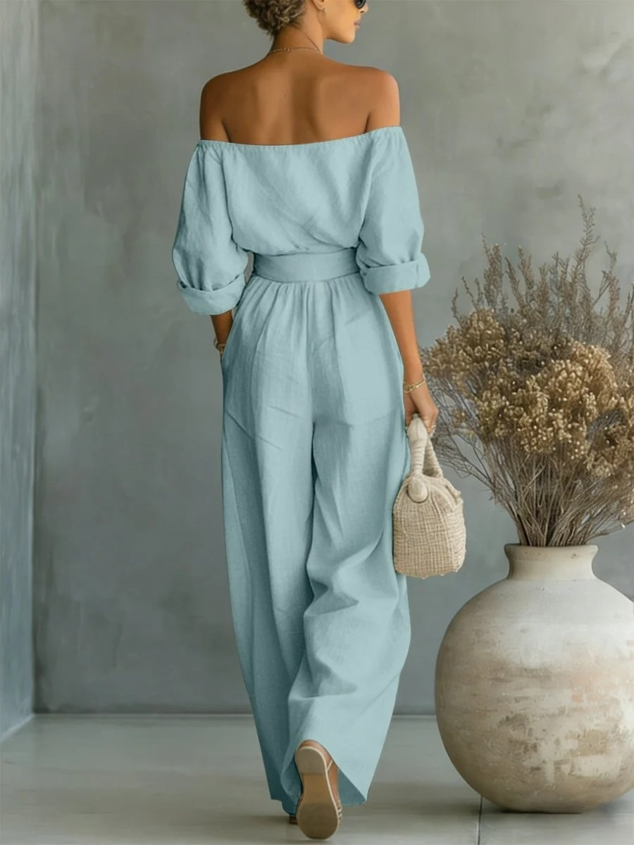 Ensemble deux pièces tendance en coton et lin