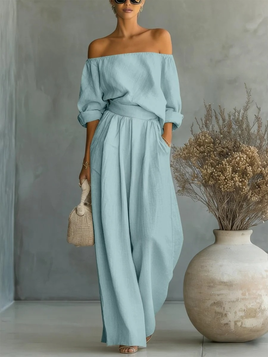 Ensemble deux pièces tendance en coton et lin