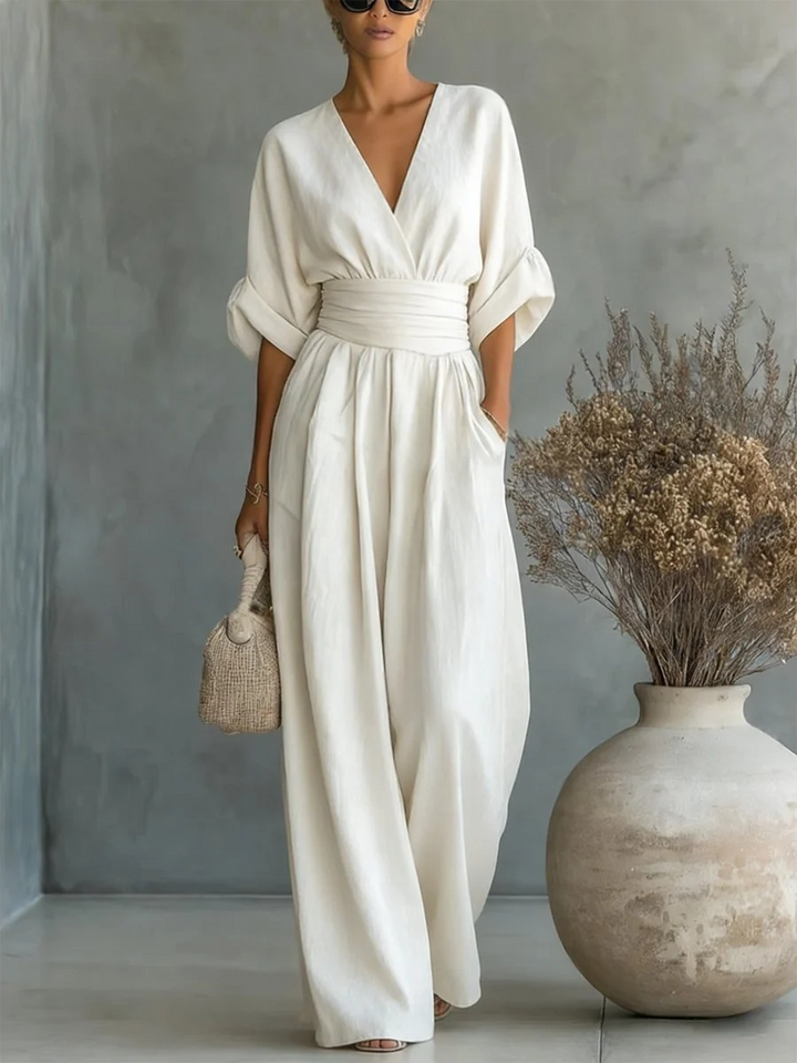 Combinaison taille haute à col V tendance