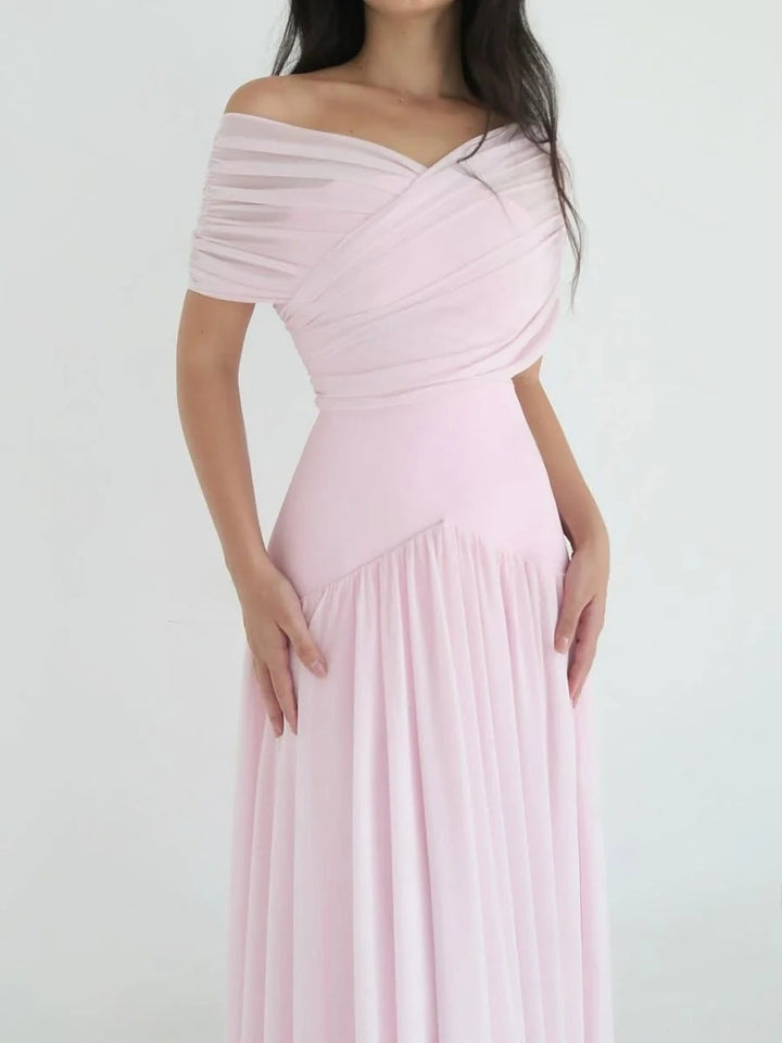 Robe de soirée élégante en maille rose
