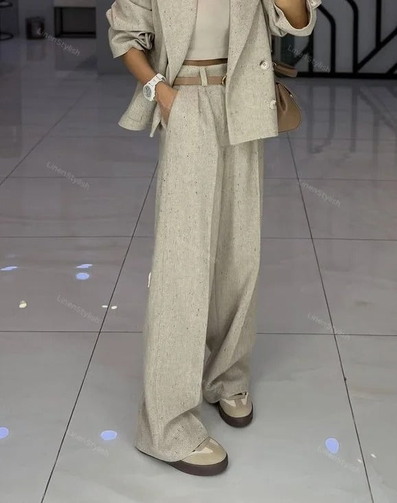 Ensemble veste et pantalon à revers tendance