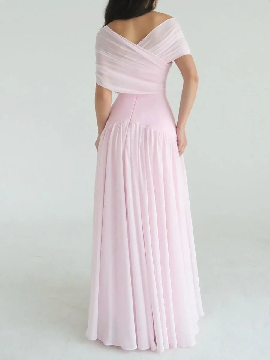 Robe de soirée élégante en maille rose