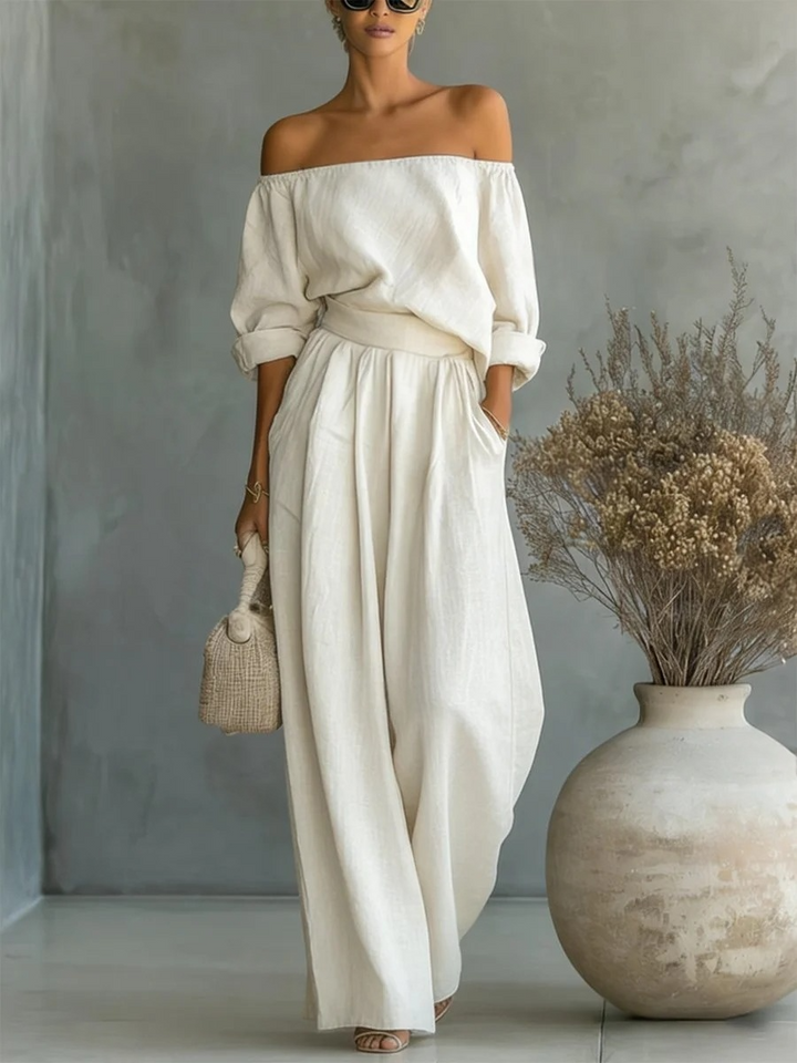 Ensemble deux pièces tendance en coton et lin