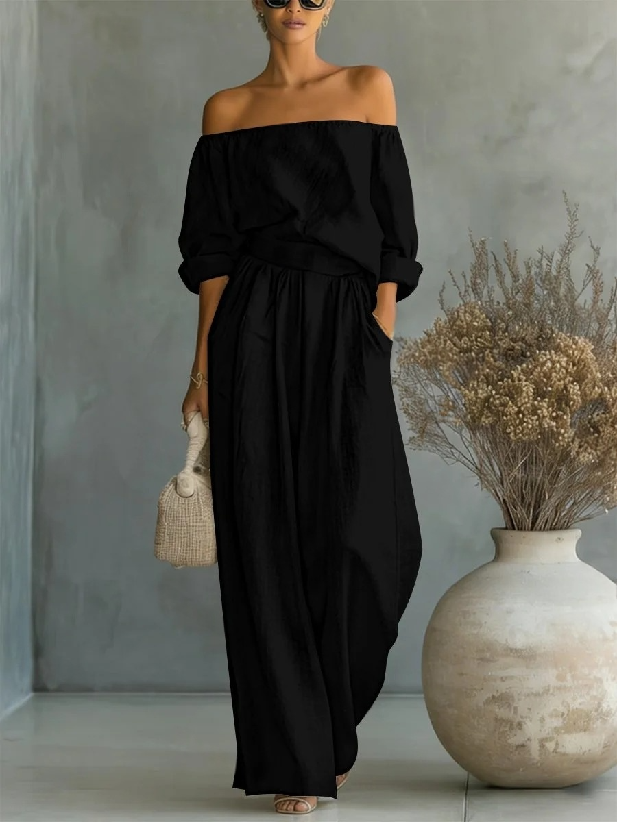 Ensemble deux pièces tendance en coton et lin