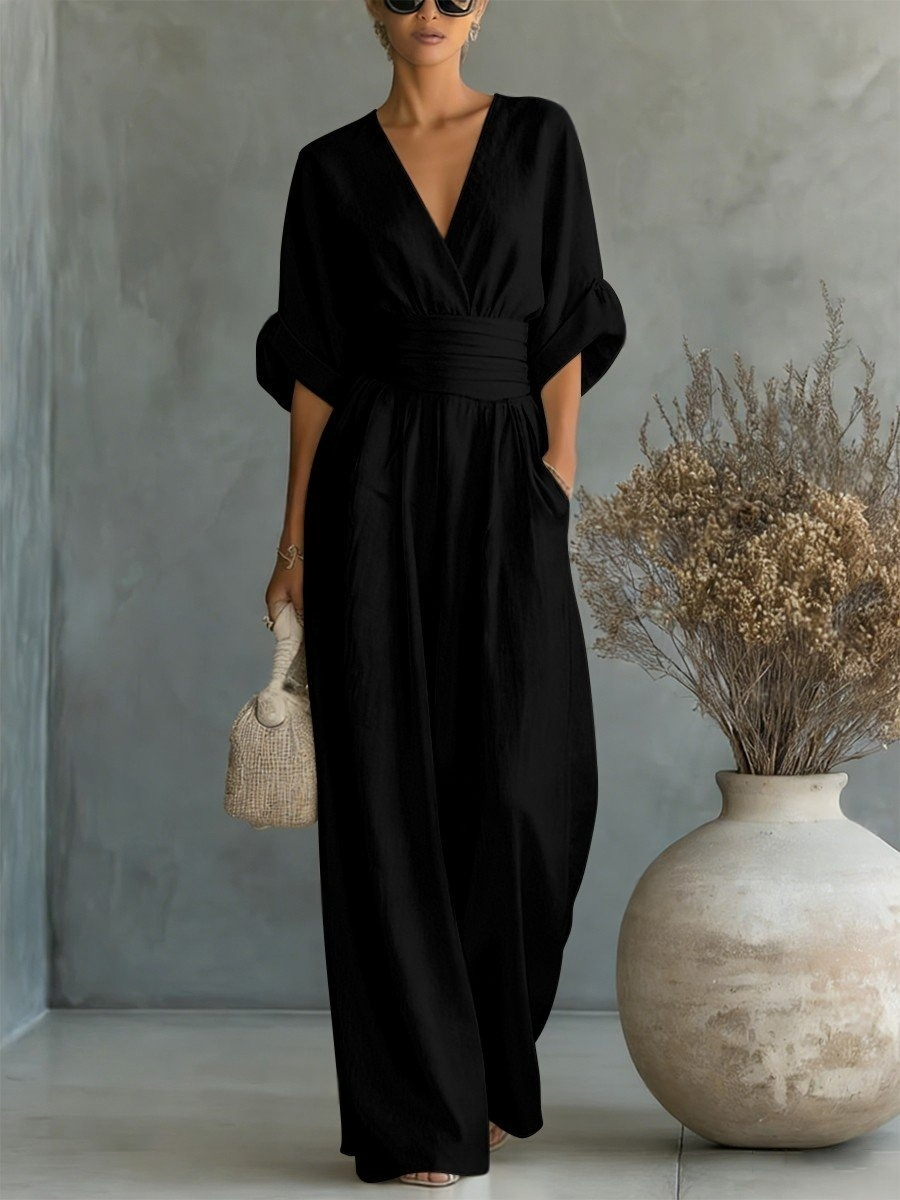 Combinaison taille haute à col V tendance