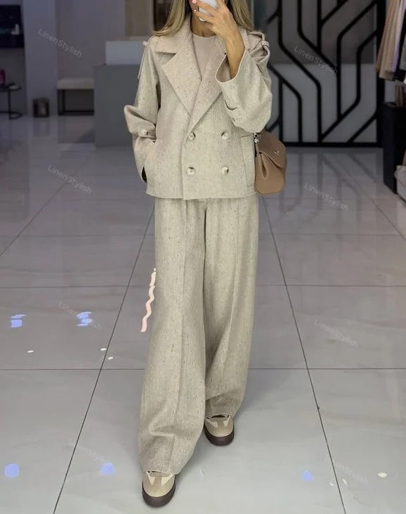 Ensemble veste et pantalon à revers tendance