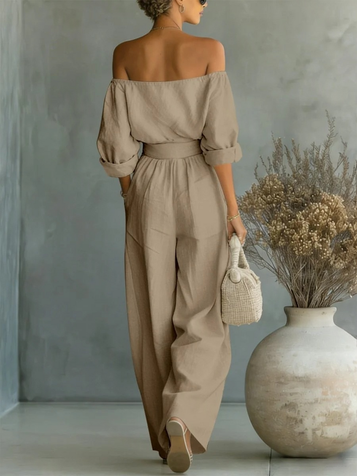 Ensemble deux pièces tendance en coton et lin