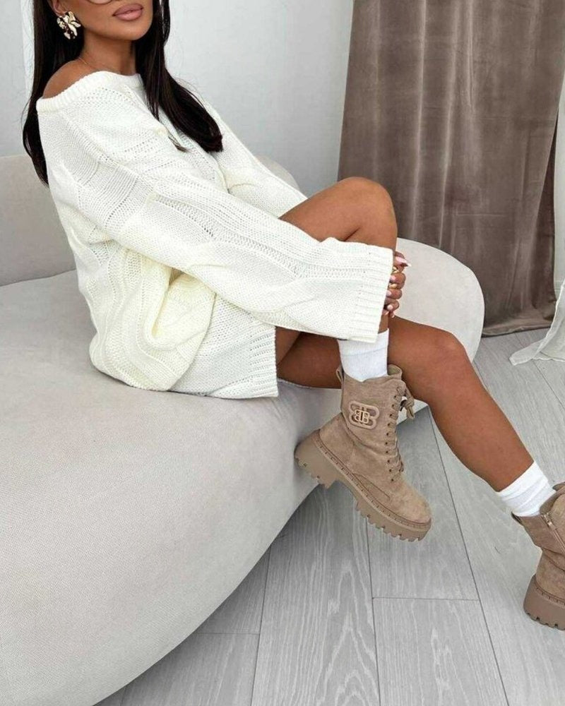 Ensemble deux pièces pull et jupe en tricot tendance