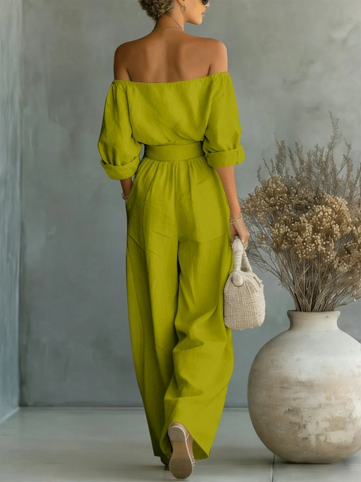 Ensemble deux pièces tendance en coton et lin