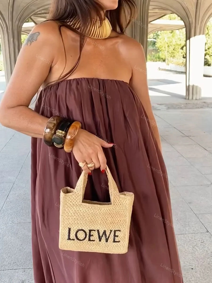 Robe ample lanterne à épaules dénudées