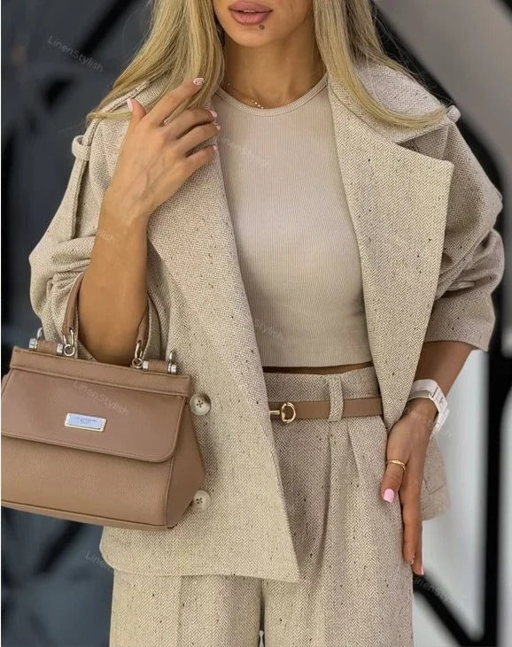 Ensemble veste et pantalon à revers tendance