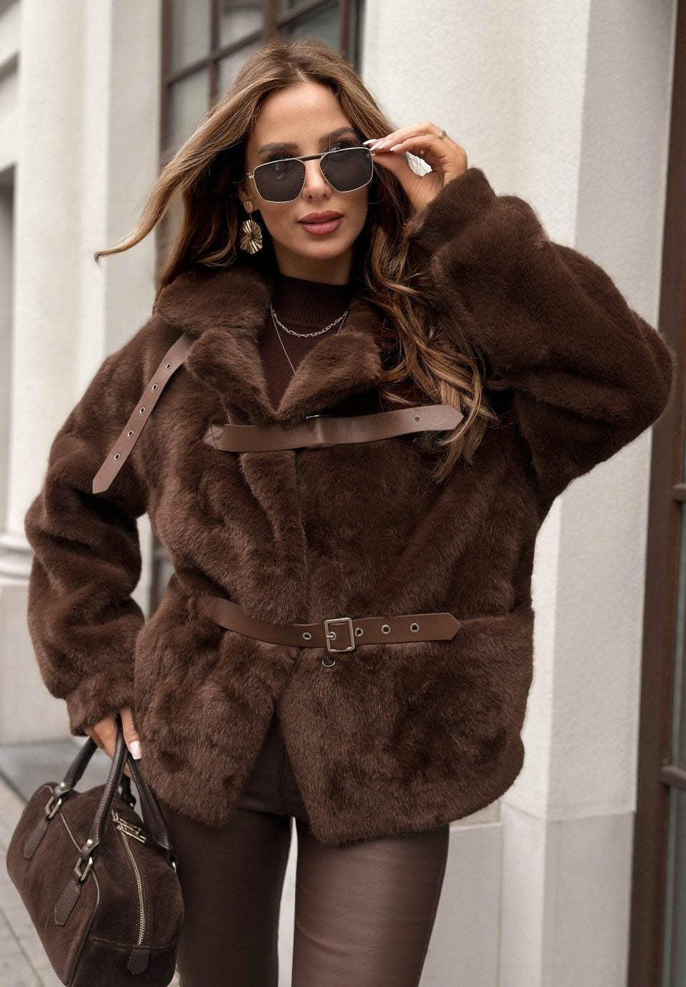 Manteau décontracté boutonné en polaire