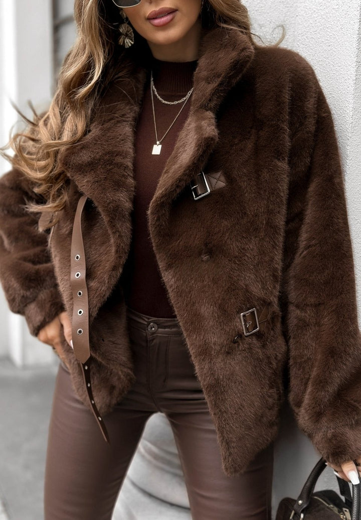 Manteau décontracté boutonné en polaire