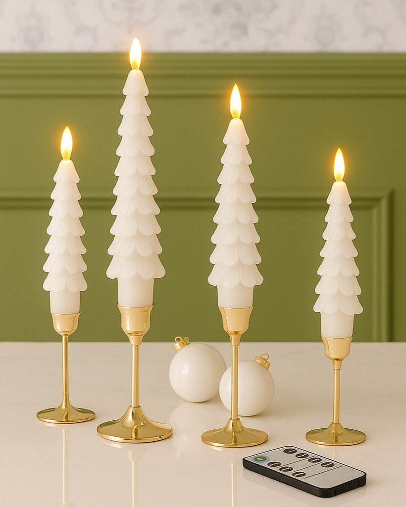 Bougies sapin fausse flamme - lot de 4