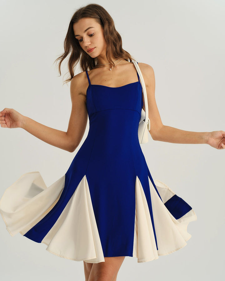 Robe nuisette mini trapèze contrastante