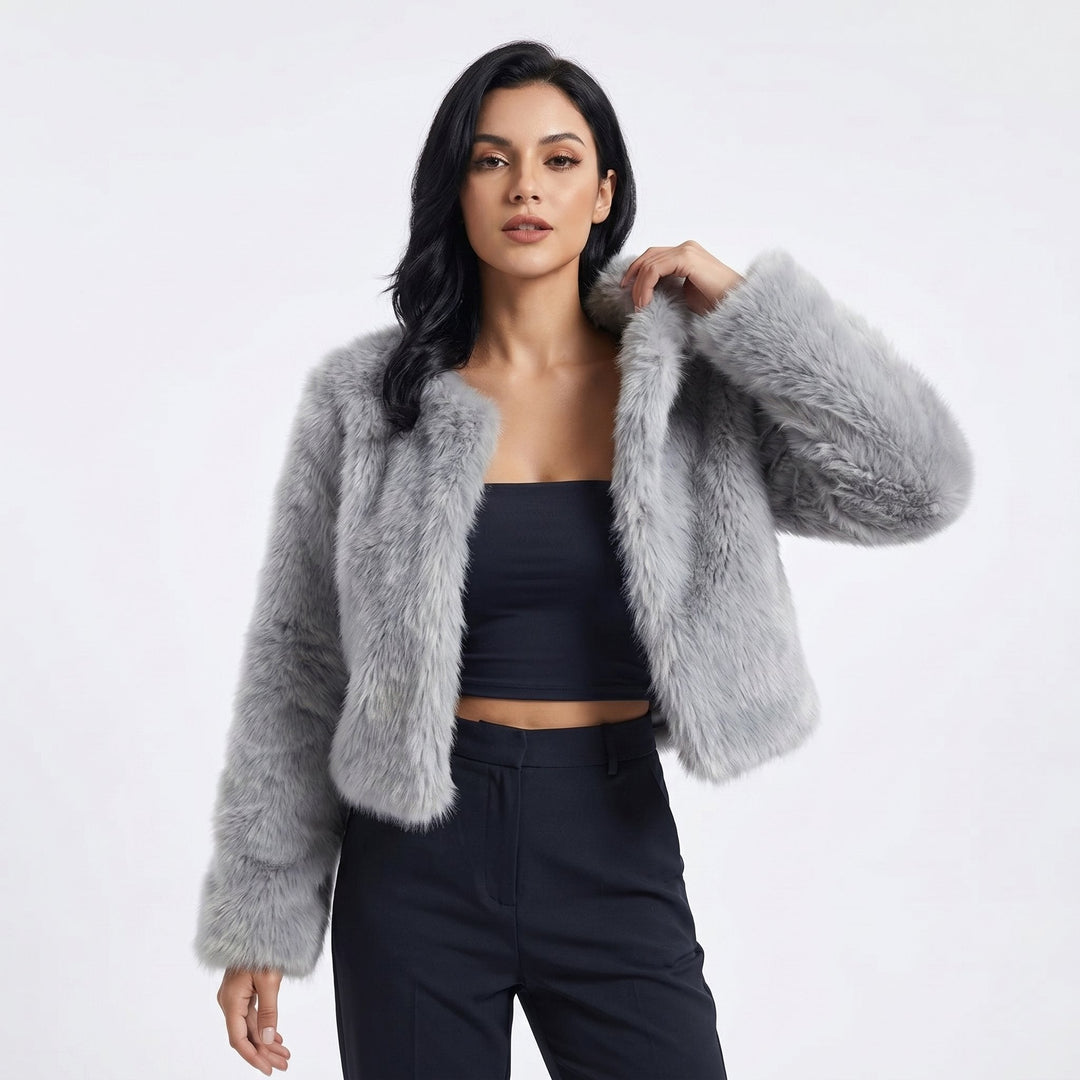 Mia | Chaqueta de Cárdigan de Piel Sintética Corto para Mujeres
