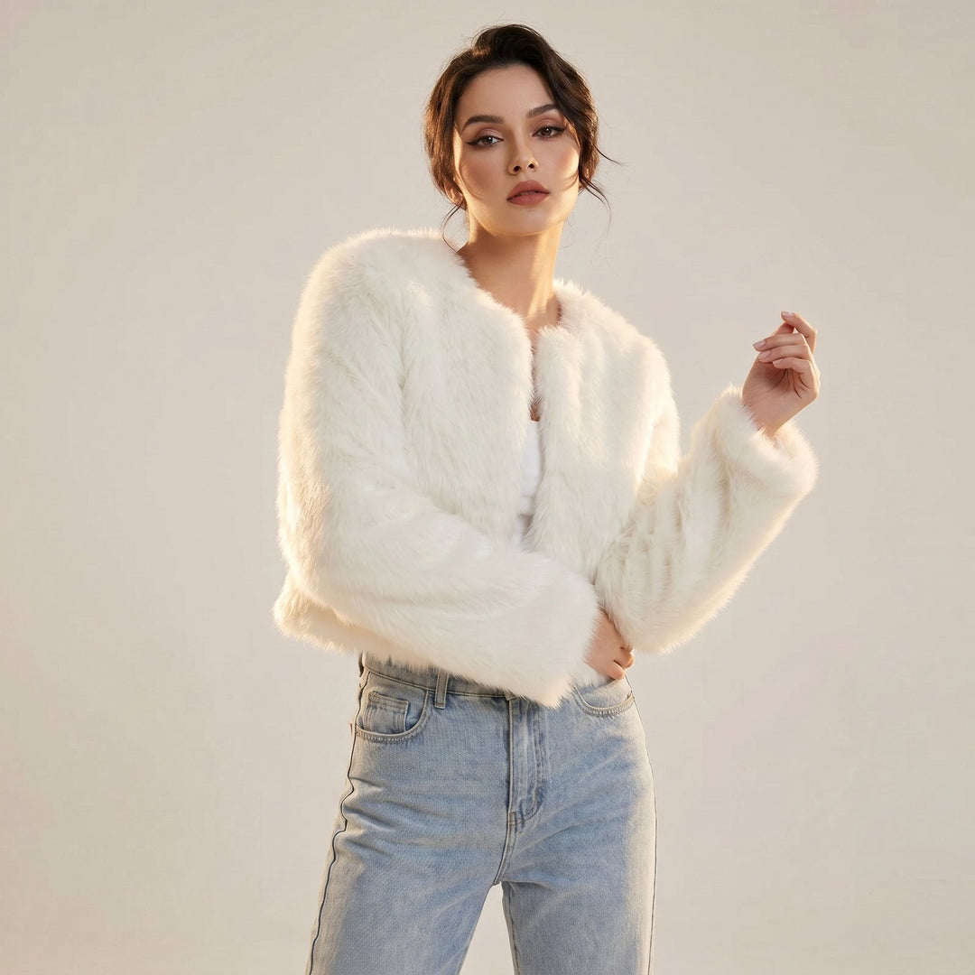 Mia | Chaqueta de Cárdigan de Piel Sintética Corto para Mujeres