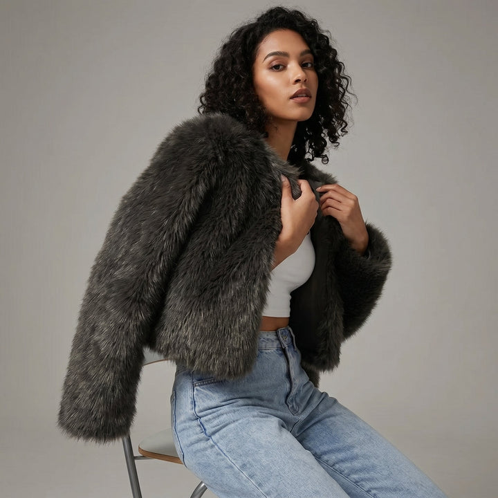 Mia | Chaqueta de Cárdigan de Piel Sintética Corto para Mujeres