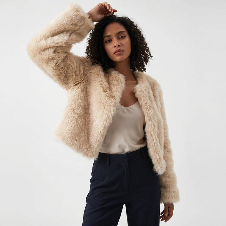 Mia | Chaqueta de Cárdigan de Piel Sintética Corto para Mujeres