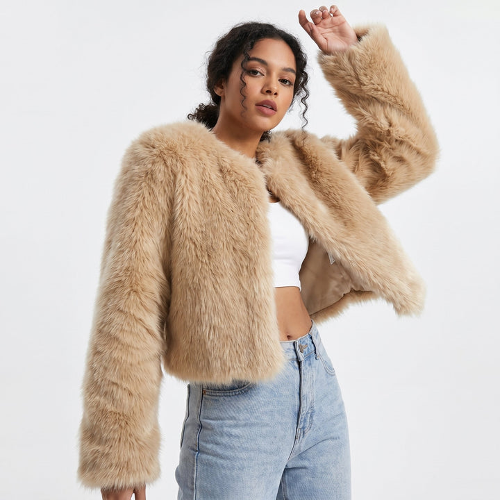 Mia | Chaqueta de Cárdigan de Piel Sintética Corto para Mujeres
