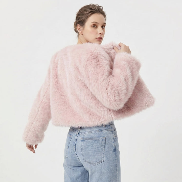 Mia | Chaqueta de Cárdigan de Piel Sintética Corto para Mujeres