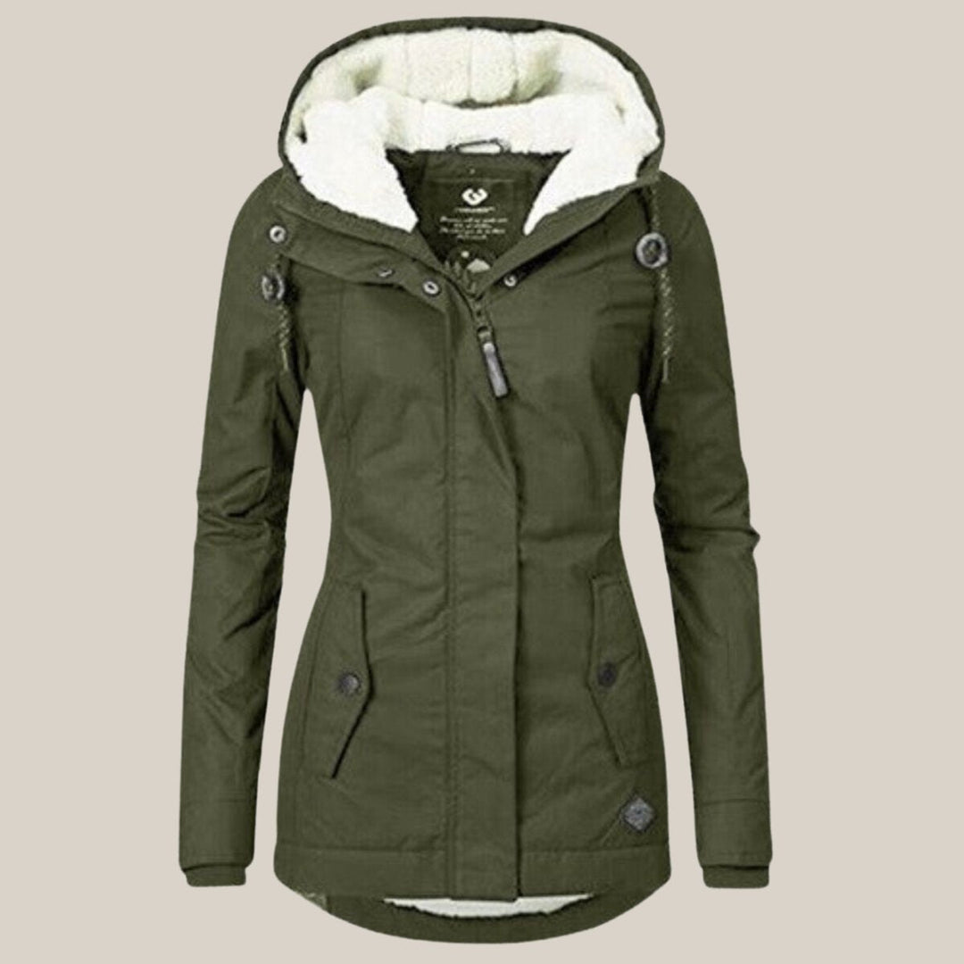 Harper | Chaqueta acolchada con forro de sherpa y capucha para mujer