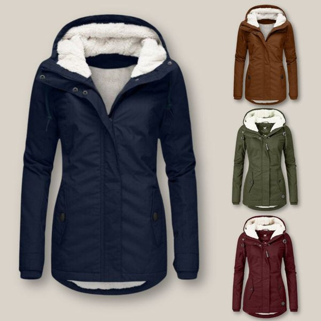 Harper | Chaqueta acolchada con forro de sherpa y capucha para mujer