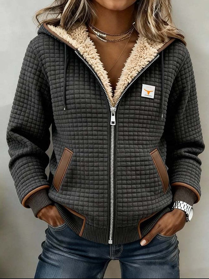 Penélope | Chaqueta acolchada con forro de sherpa para mujer con cremallera completa y capucha