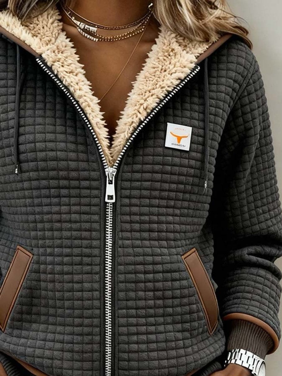 Penélope | Chaqueta acolchada con forro de sherpa para mujer con cremallera completa y capucha