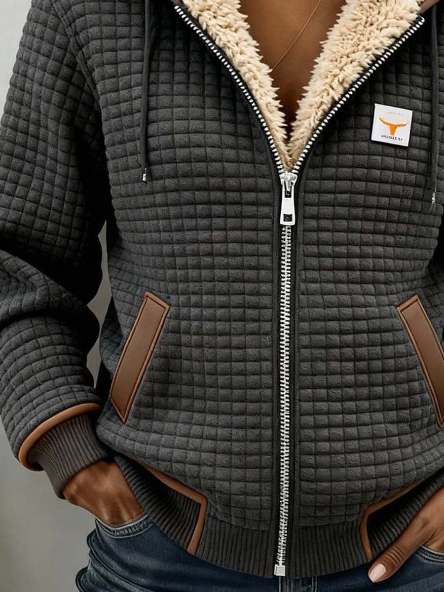 Penélope | Chaqueta acolchada con forro de sherpa para mujer con cremallera completa y capucha